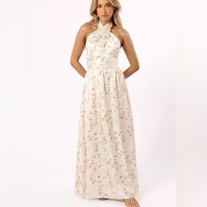 Cross Front halter maxi Wedding Guest Dress